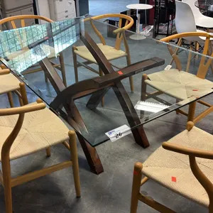 MID-CENTURY MODERN RECTANGULAR GLASS DINING TABLE W72" X D42" X H28"