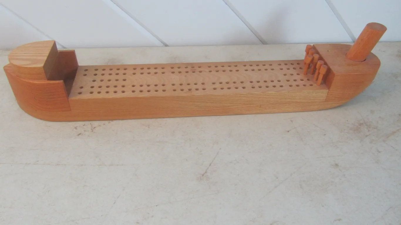 Wood Ship Cribbage Board
