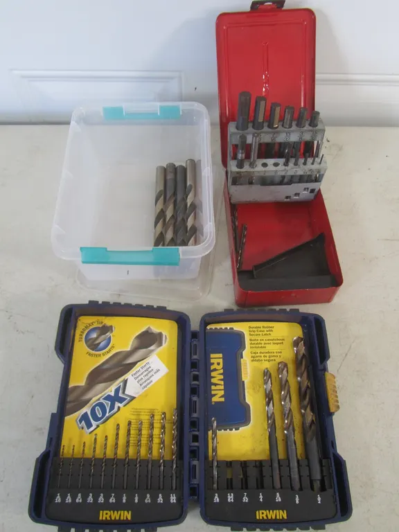 Lot Of Assorted Drill Bits And Cases