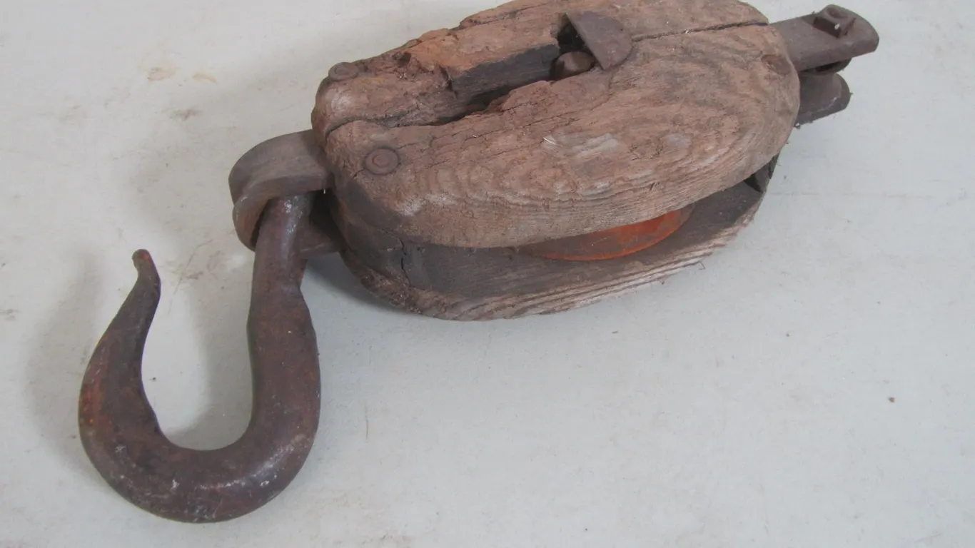 Antique Pulley Block w/Large Hook