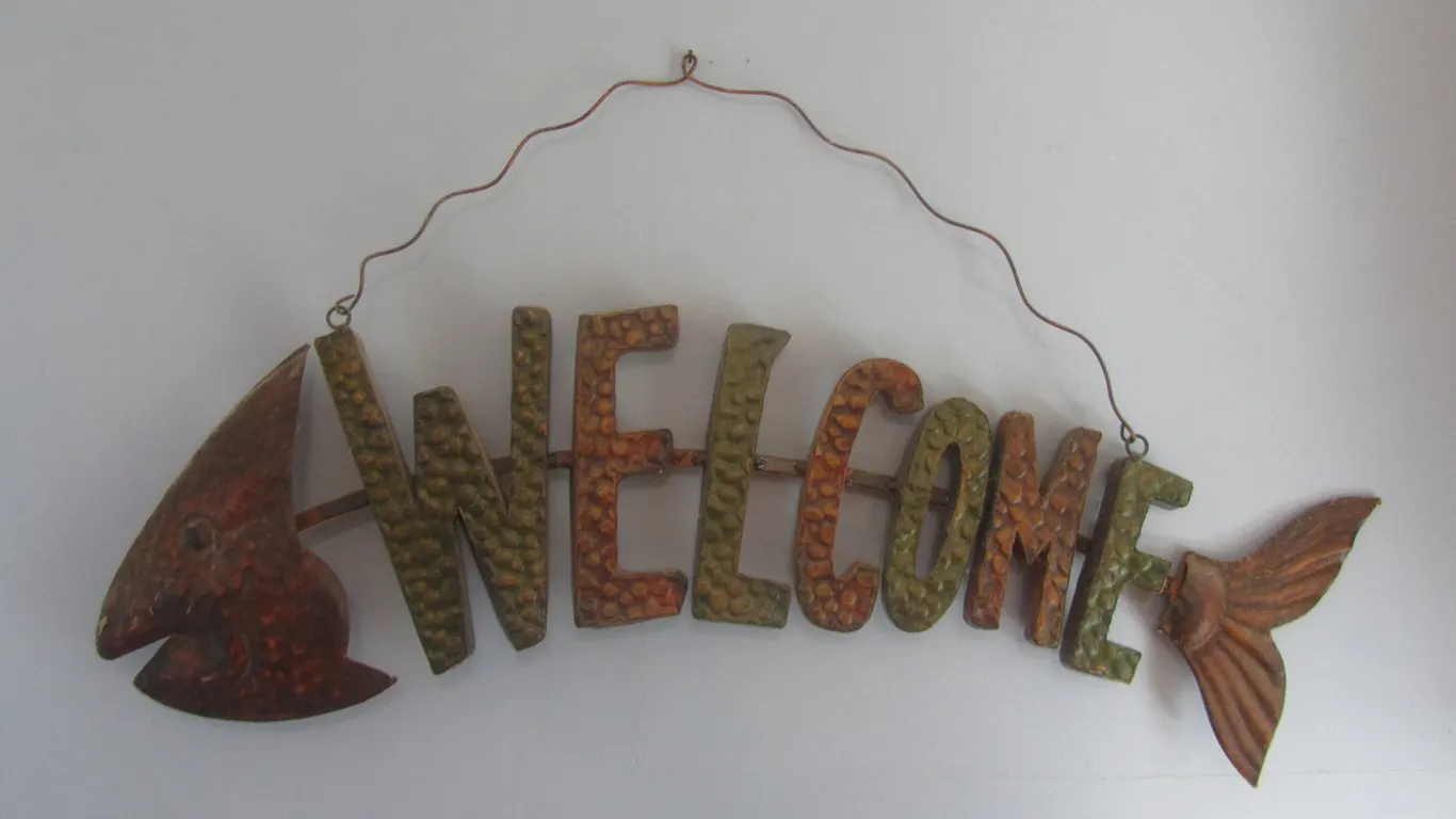 Metal Fish Welcome Sign