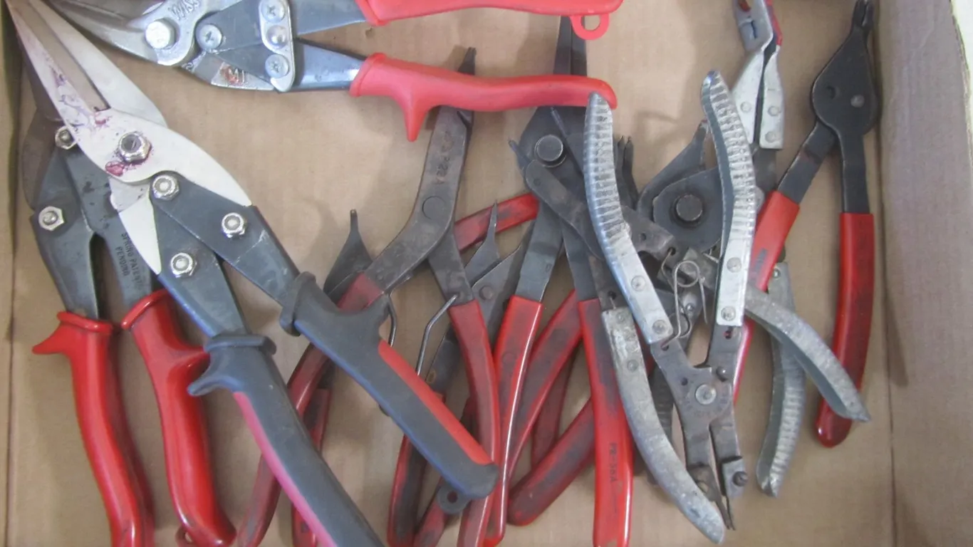 Lot Of Assorted Snap Ring Pliers And Assorted Snips