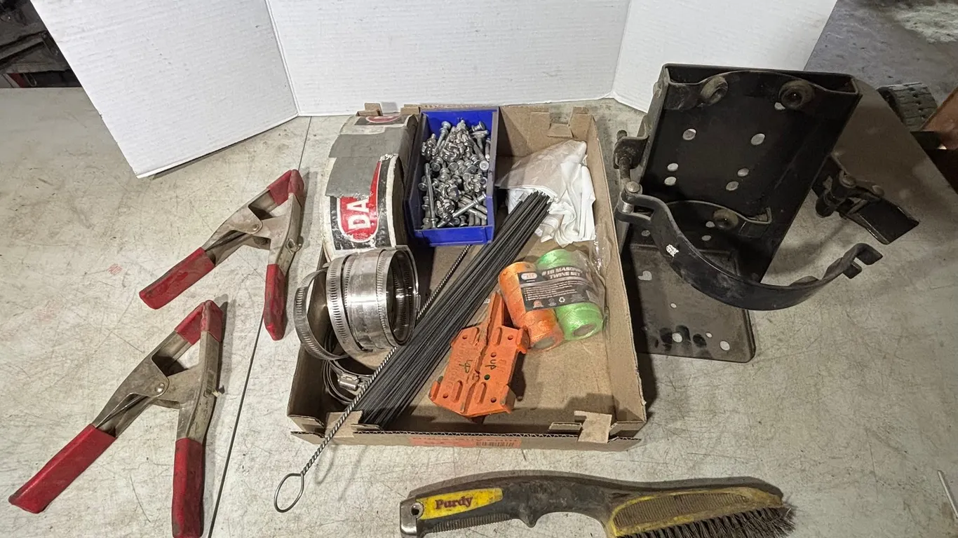 Clamps, String, Danger Tape, Mounting Bracket and Hardware