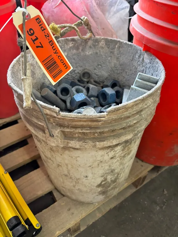 Bucket of Large Hex Nuts and Bolts