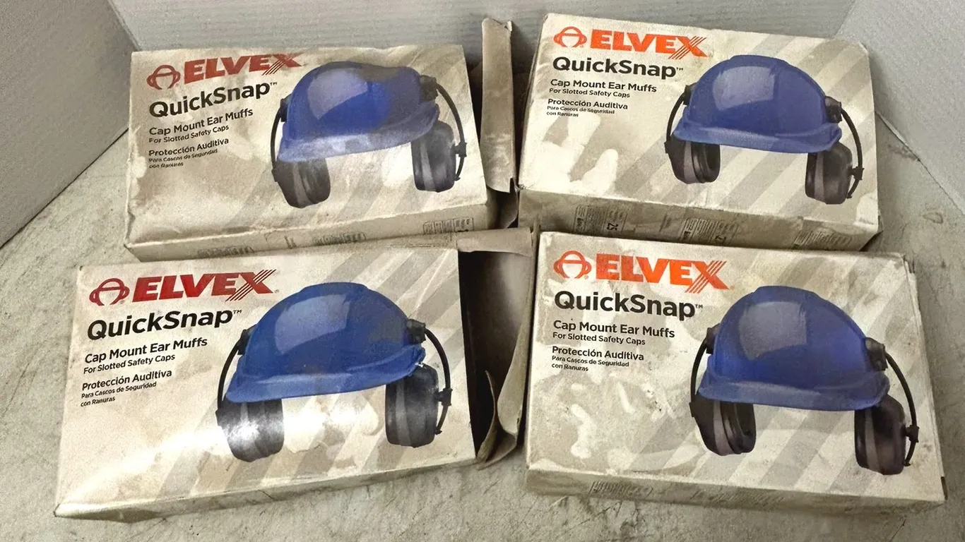 (4) Elvex Quick Snap Cap Mount Ear Muffs