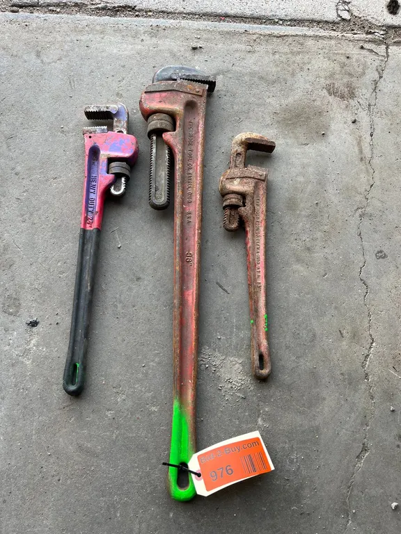 (3) RIGID Heavy Duty Pipe Wrenches