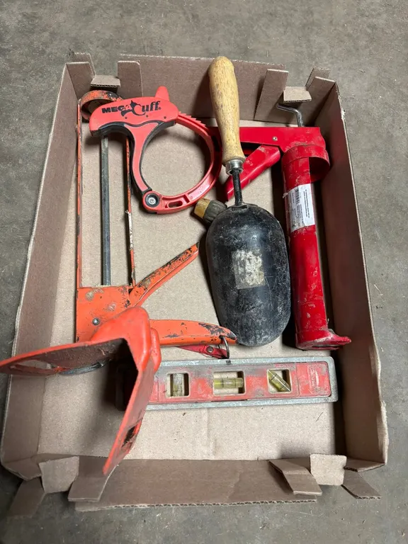Level, Caulking Gun, and Clamps