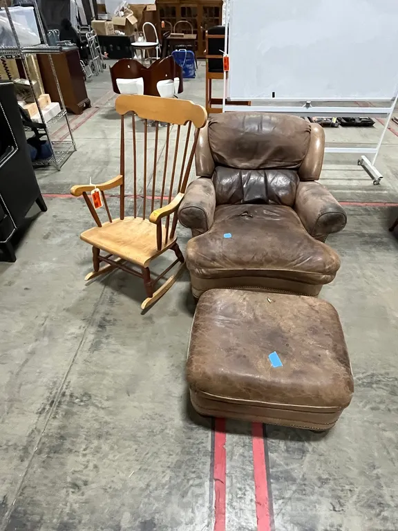 Rocking Chair and Chair with Ottoman