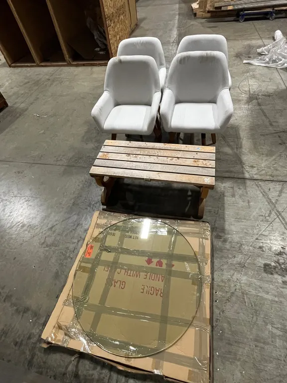 (4) Chairs , Table and Round Glass Top