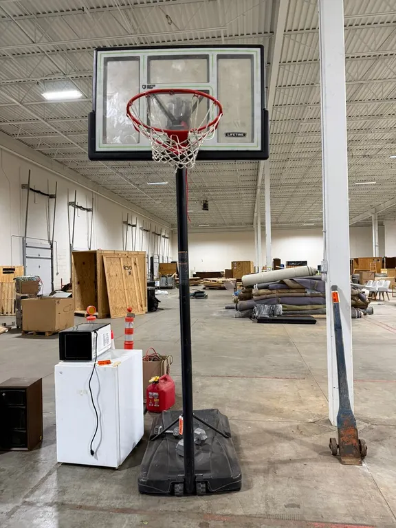Lifetime Adjustable Basketball Hoop and (2) Dumbbells