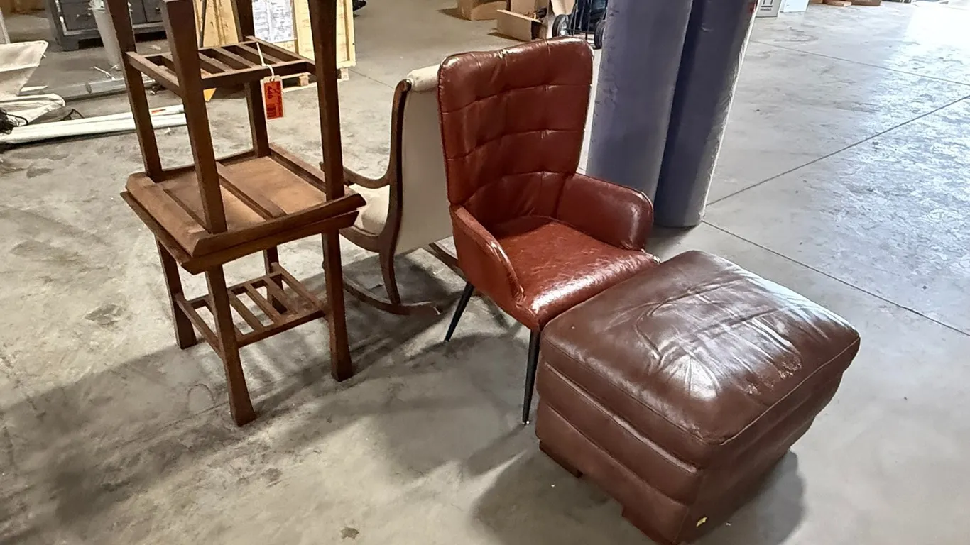 (2) Side Tables, Ottoman, Chair and Rocking Chair