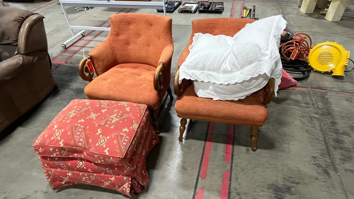 (2) Chairs and Ottoman