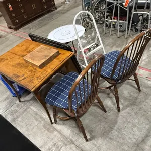 (2) Chairs, (2) Tables, Step Ladder, and Side Table, Fan