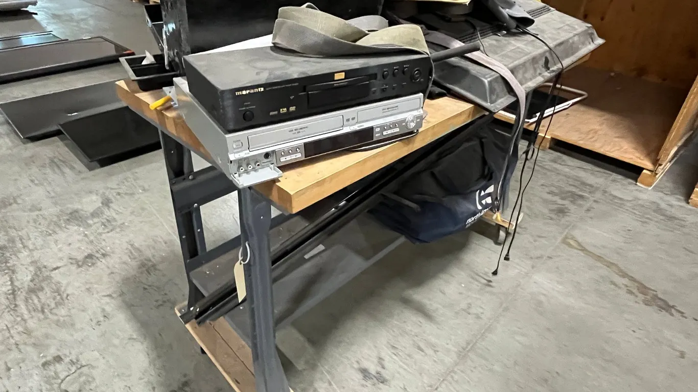 Rolling Shop Table with Contents