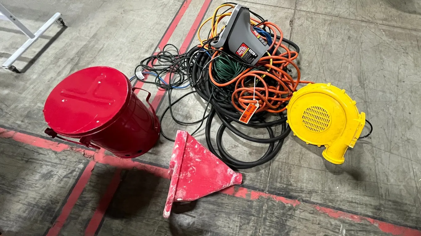 Blower Motor, Electrical Cords, Red Oily Waste Can