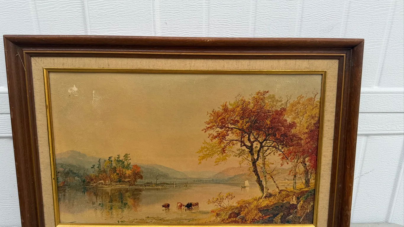 Framed Autumn Lake Landscape Print