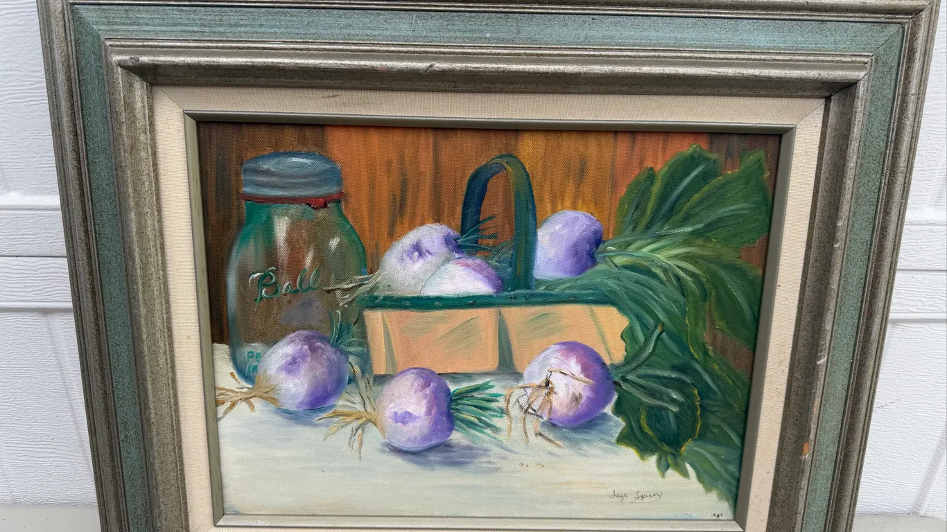 Signed Turnip Still Life Painting