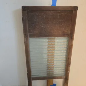 Antique glass Columbus washboard company linen washboard