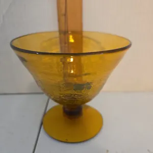 Vintage amber crackle glass sherbet bowl