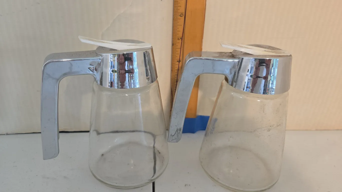 Vintage glass syrup dispensers