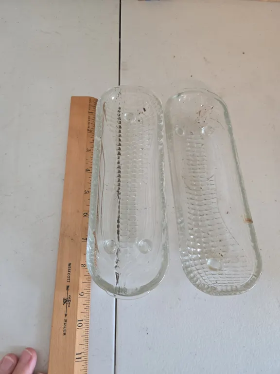 Clearclass footed corncob serving dishes