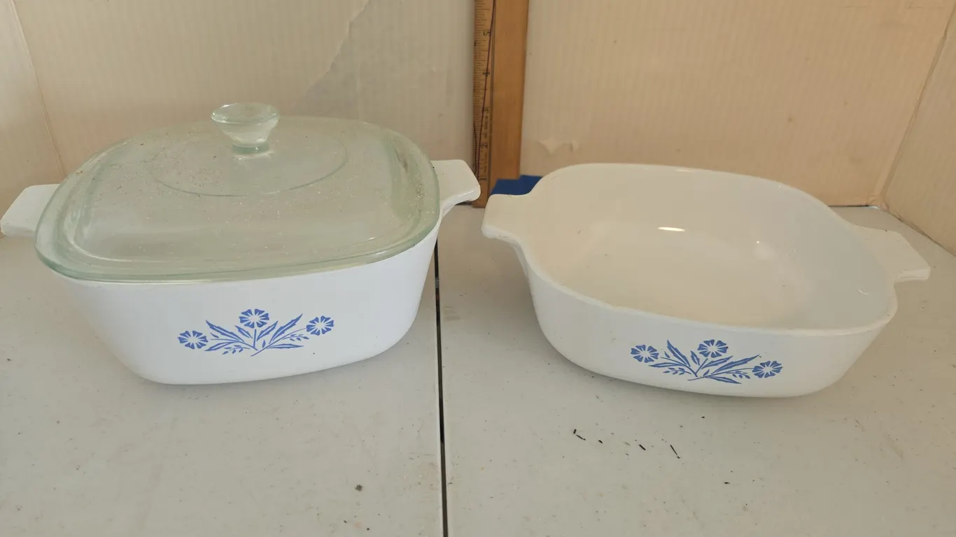 Vintage Corningware blue coneflower