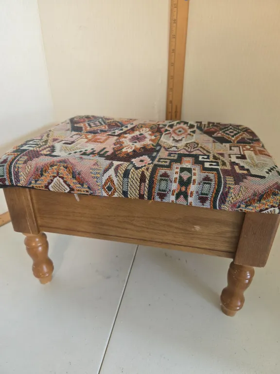 Wooden sewing basket footstool