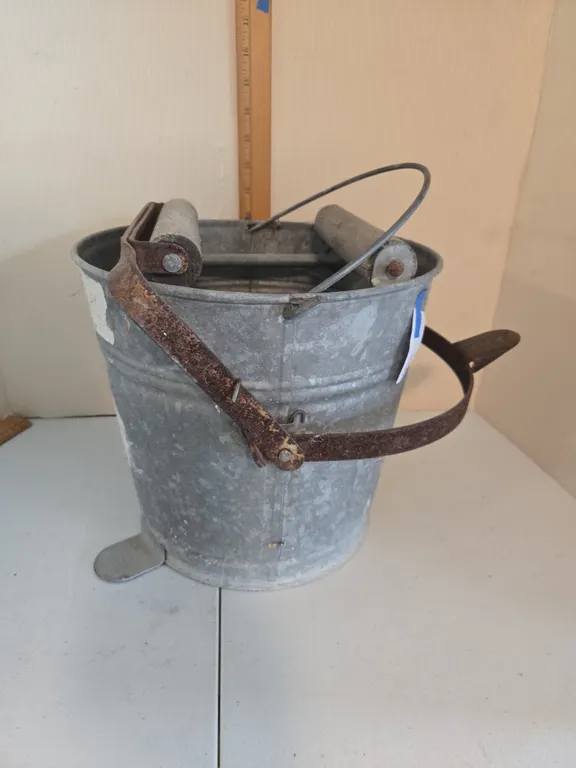 Vintage galvanized mop bucket