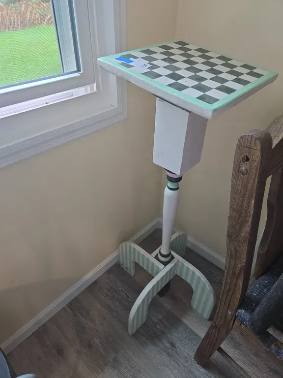 Vintage wooden checkerboard plant stand