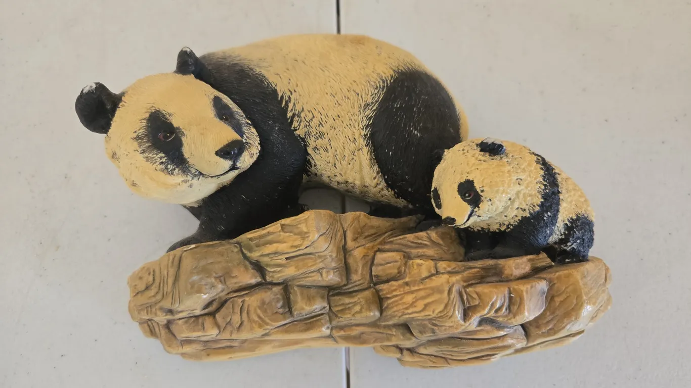 Vintage Bosson chalkware wall art mother and baby panda