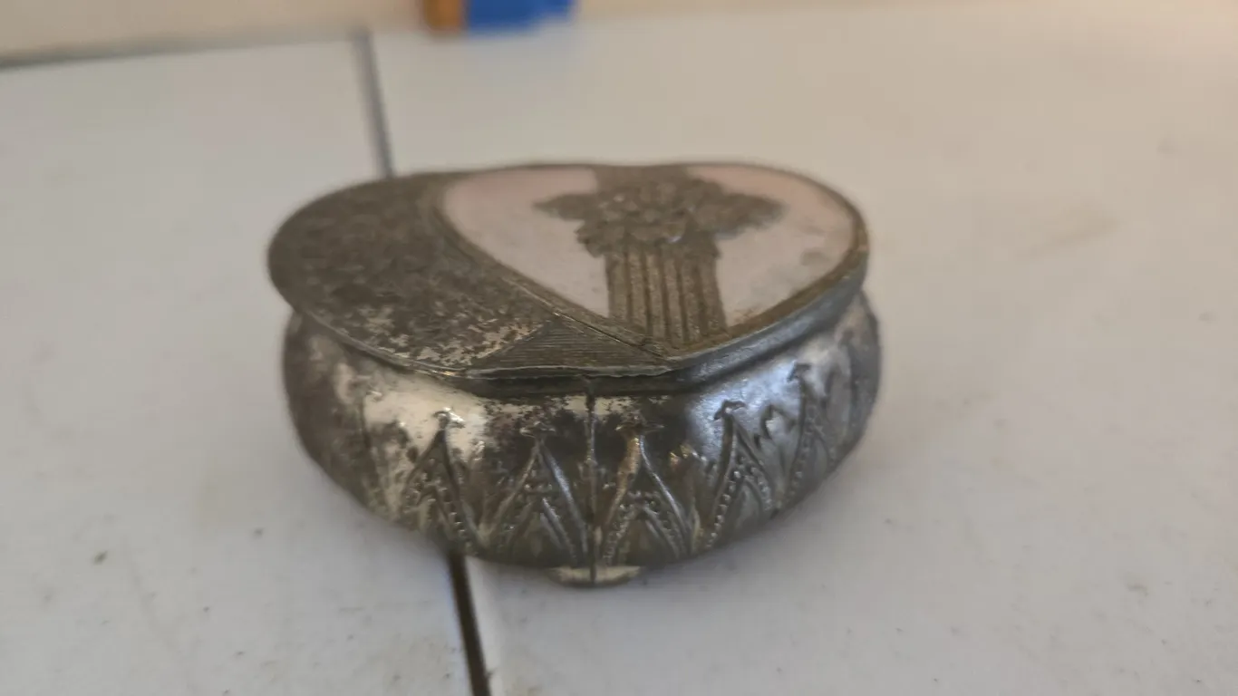 Vintage pewter jewelry box