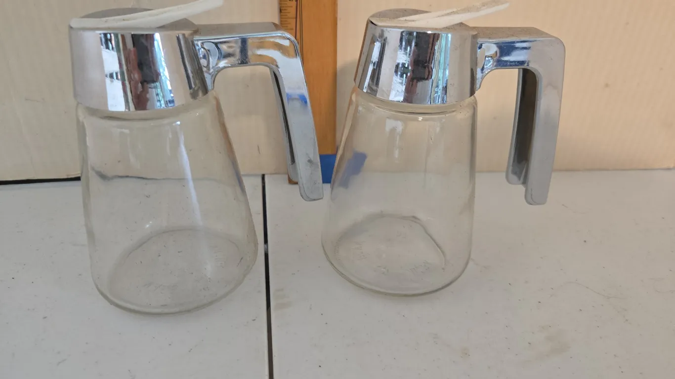 Vintage glass syrup dispensers