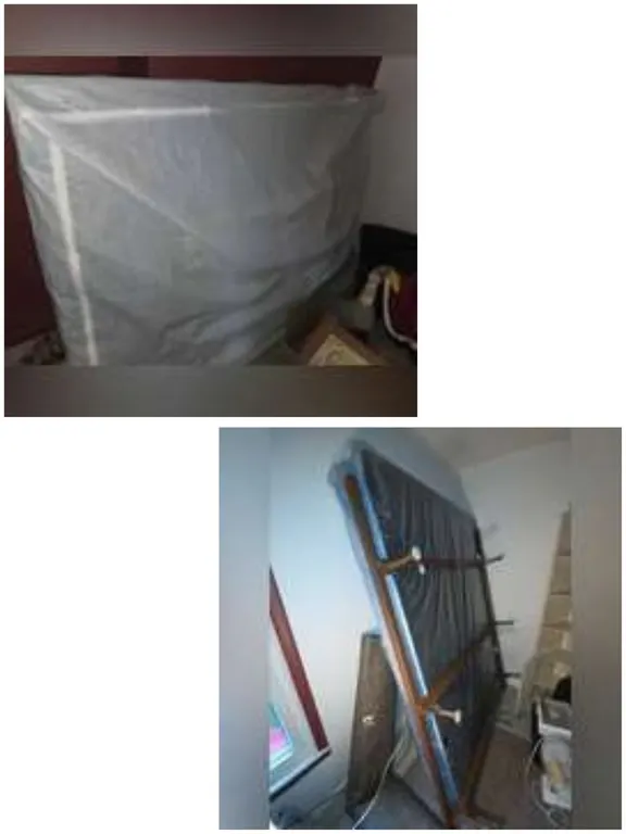 Queen size bed frame with box springs and mattress