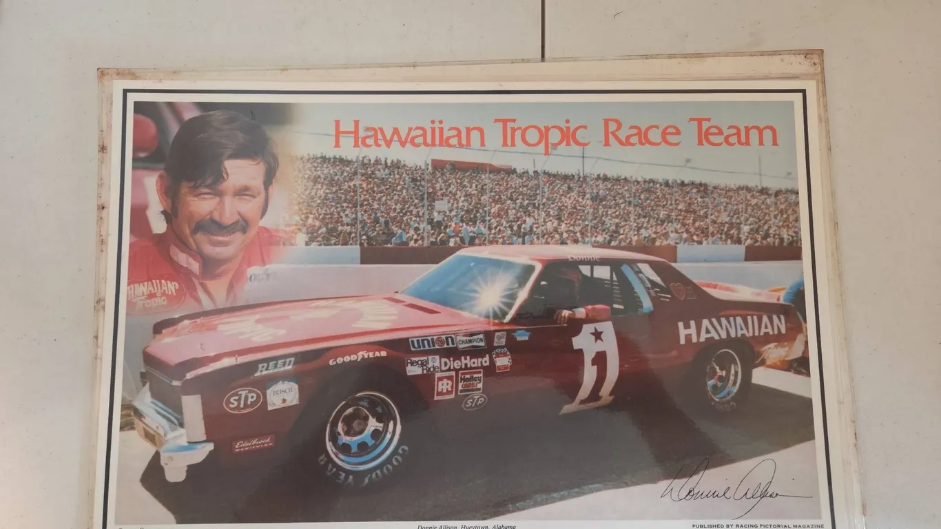 Vintage NASCAR sports star photographs racing table placemats with statistics