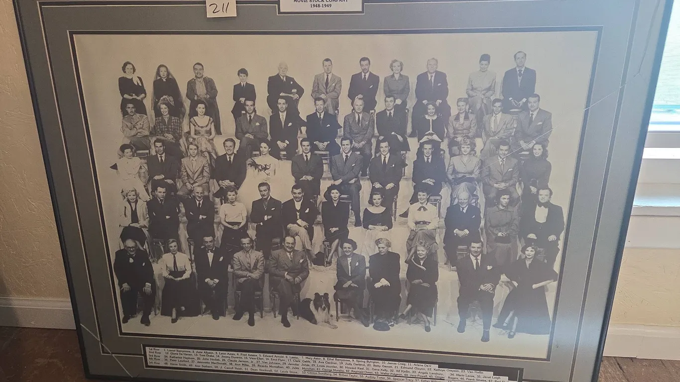 Vintage 1948 MGM studios movie stock company actors lineup framed photograph
