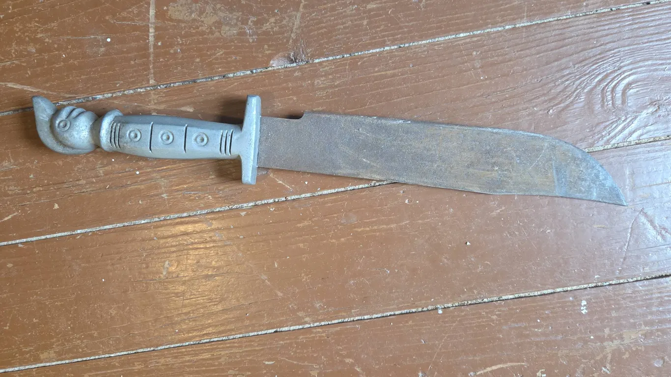 Vintage aluminum handled carbon steel hunting knife