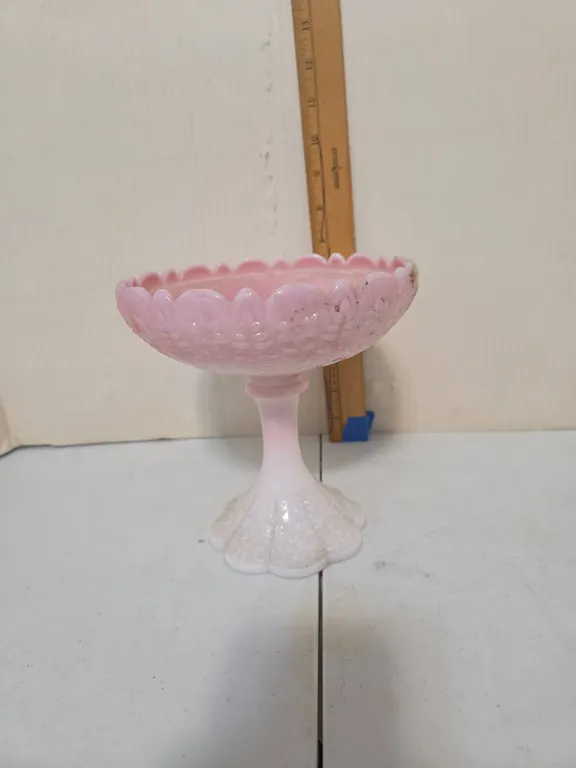 Vintage Fenton pink Rosaline embossed compote