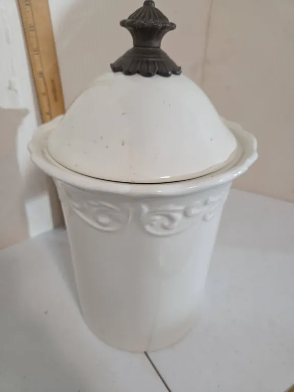 Vintage corvella stoneware canister