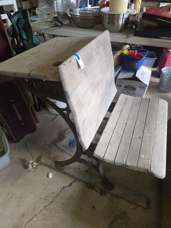 Antique fashion of Sidney Ohio, cast iron leg school desk