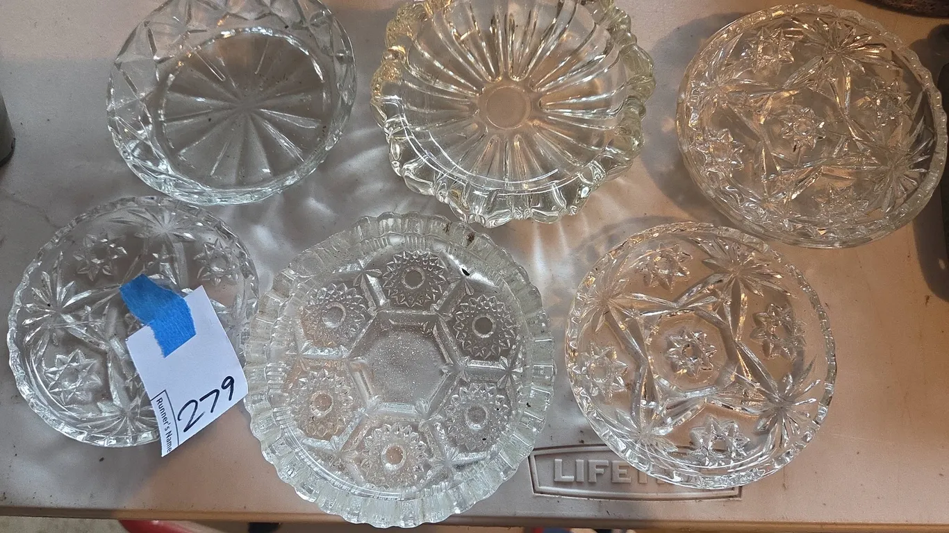 Vintage cut glass coasters and ashtrays