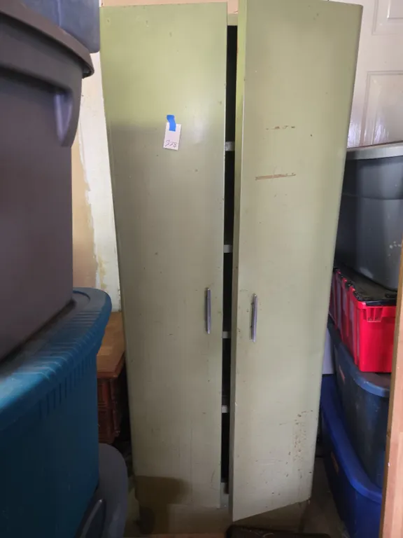 Vintage 1940s avocado metal pantry cabinet