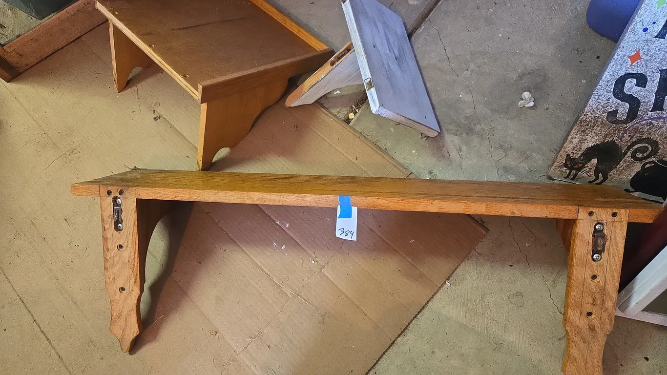 Three wooden shelves