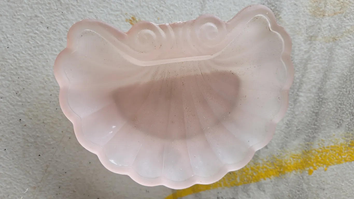 Pink Jeanette milk glass trinket dish