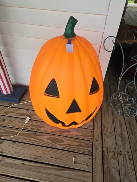 Large blow mold pumpkin lawn light