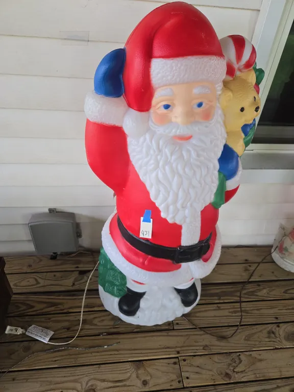 Blow mold Santa with toy sack lawn light