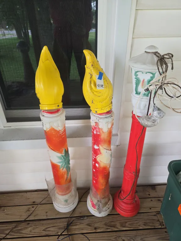3 blow mold Christmas candle lawn lights