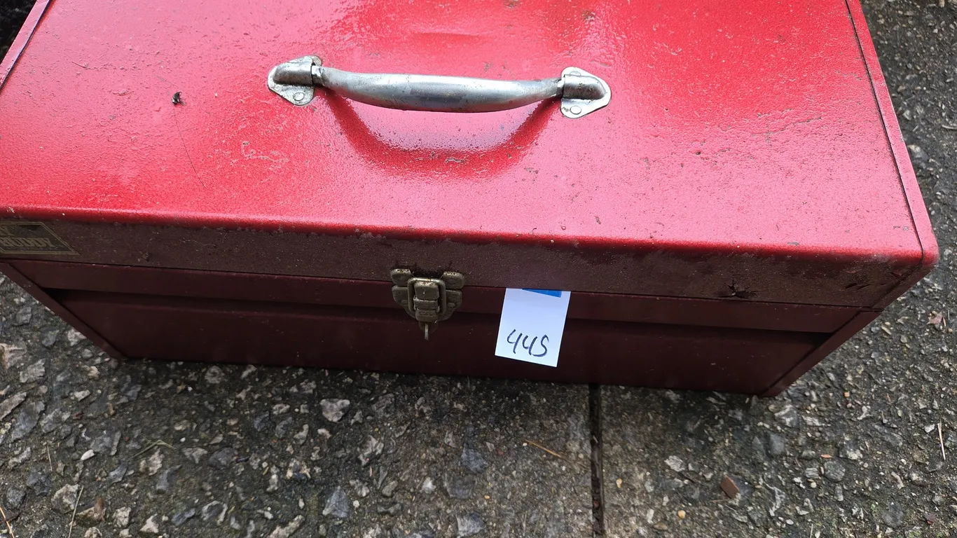 Vintage metal hand tool box