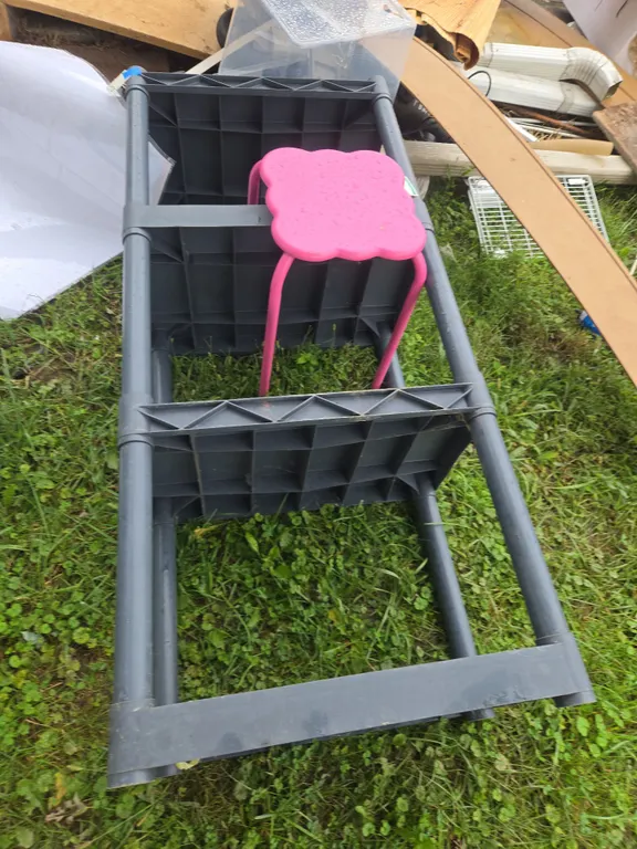 Stock on plastic shelving unit