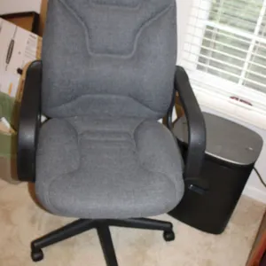 Gray Upholstered Office Chair & Paper Shredder