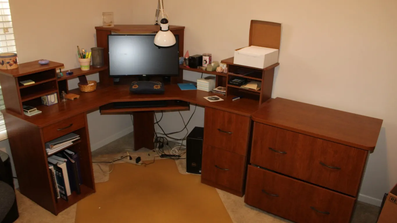 Corner Computer Desk & Lateral File Cabinet